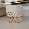 Round beige gold pouffe with DIAMOND patterns