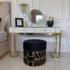 Round black and gold pouffe with DIAMOND patterns