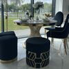 Round black and gold pouffe with DIAMOND patterns