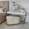 Round beige gold pouffe LOLA