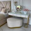 Round beige gold pouffe LOLA