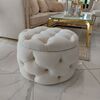 Round pouffe, for the bedroom, dressing table, upholstered, quilted, Paula glamor pouf