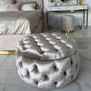 Round pouffe, for the bedroom, dressing table, upholstered, quilted, Paula glamor pouf