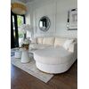 Modern glamor corner sofa, for the living room, rounded, convertible, beige, comfortable corner boucle PARIS
