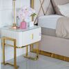 Modern glamor bedside table, beige, gold, side table with drawer AMORE