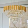 Glamor hanging chandelier, exclusive crystal lamp, round, gold ROYAL