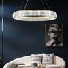 Crystal chandelier, ring, silver, modern glamor pendant lamp for the living room, adjustable ECLIPSE