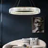 Crystal chandelier, ring, silver, modern glamor pendant lamp for the living room, adjustable ECLIPSE