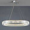 Crystal chandelier, ring, silver, modern glamor pendant lamp for the living room, adjustable ECLIPSE