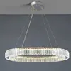 Crystal chandelier, ring, silver, modern glamor pendant lamp for the living room, adjustable ECLIPSE