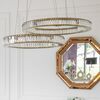 Crystal chandelier, ring, gold, modern glamor pendant lamp for the living room, adjustable ECLIPSE