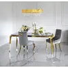 Designer dining table, glamor, with a glass top, steel, gold ELITE OUTLET