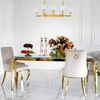 Designer dining table, glamor, with a glass top, steel, gold ELITE OUTLET