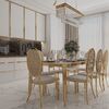 Designer dining table, glamor, with a glass top, steel, gold ELITE OUTLET