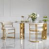 Designer glamor chair, gold, boucle, for the dining room, modern, half-round, for the dressing table, steel MARCO