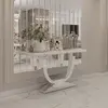Konsola glamour w stylu nowoczesnym z białym marmurowym blatem srebrna ART DECO OUTLET
