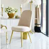 Glamor chair, modern, upholstered, designer, for the dining room, for the dressing table, beige gold SAVOY