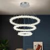 Glamorous ICE XL crystal LED ceiling chandelier, round, ring, modern silver