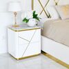 Glamor bedside table lacquered high gloss white gold for the bedroom AVENUE