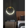 Lampa wisząca kryształowa złota glamour, pojedynczy designerski okrągły zwis nad wyspę MOON