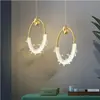 Lampa wisząca kryształowa złota glamour, pojedynczy designerski okrągły zwis nad wyspę MOON