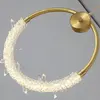 Lampa wisząca kryształowa złota glamour, pojedynczy designerski okrągły zwis nad wyspę MOON