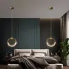Lampa wisząca kryształowa złota glamour, pojedynczy designerski okrągły zwis nad wyspę MOON