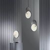 Modern chandelier PLANET, glamorous pendant lamp, silver, round, designer, exclusive, for the island