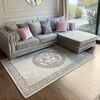 Designer carpet, with the face of a medusa, for the living room and dining room, Greek pattern, gray MEDUSA SILVER
