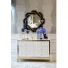 Lorenzo M Gold Glamour wooden lacquered chest of drawers with steel legs