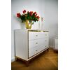 Lorenzo M Gold Glamour wooden lacquered chest of drawers with steel legs