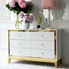 Lorenzo M Gold Glamour wooden lacquered chest of drawers with steel legs