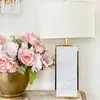 Glamorous table lamp, classic, modern, hamptons, rectangular with white shade gold VERONICA OUTLET