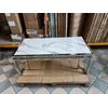 Glamor coffee table in New York style, stainless steel, white marble top OSKAR SILVER OUTLET 2