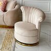 Designer Armchair, velvet, beige, gold FLOWER