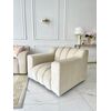 Beżowy duży nowoczesny fotel glamour ze złotymi detalami LONDON