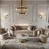 Glamorous sofa exclusive for living room, beige gold FLORENCE