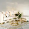 Corner sofa with slats, modern corner sofa, for the living room, extendable, designer gold with slats MONACO