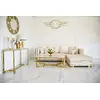 Corner sofa with slats, modern corner sofa, for the living room, extendable, designer gold with slats MONACO