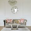 Glamorous coffee table for the living room with a white marble top, silver ART DECO