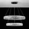 CRYSTAL L crystal chandelier, silver, glamorous, exclusive, modern two-level ring