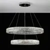 CRYSTAL L crystal chandelier, silver, glamorous, exclusive, modern two-level ring