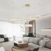 CRYSTAL XXL gold crystal chandelier, glamorous, exclusive, modern with three rings