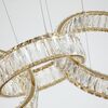 CRYSTAL 5 glamorous crystal chandelier, modern, designer, oblong hanging lamp, gold rings