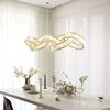 CRYSTAL 5 glamorous crystal chandelier, modern, designer, oblong hanging lamp, gold rings