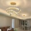 Crystal chandelier, ring, gold, modern glamor pendant lamp for the living room, adjustable ECLIPSE L