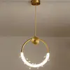Lampa wisząca kryształowa złota glamour, pojedynczy designerski okrągły zwis nad wyspę MOON