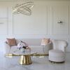 Glamorous sofa exclusive for living room, beige gold FLORENCE