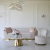 Glamorous sofa exclusive for living room, beige gold FLORENCE
