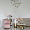 Designer Armchair, velvet, pink, gold FLOWER